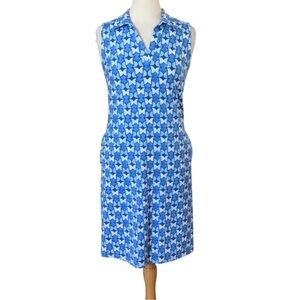 J. McLaughlin Ayla Blue Pop Tulip Sleeveless Dress